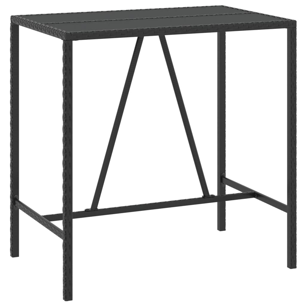 barbord med glasplade 110x70x110 cm polyrattan sort