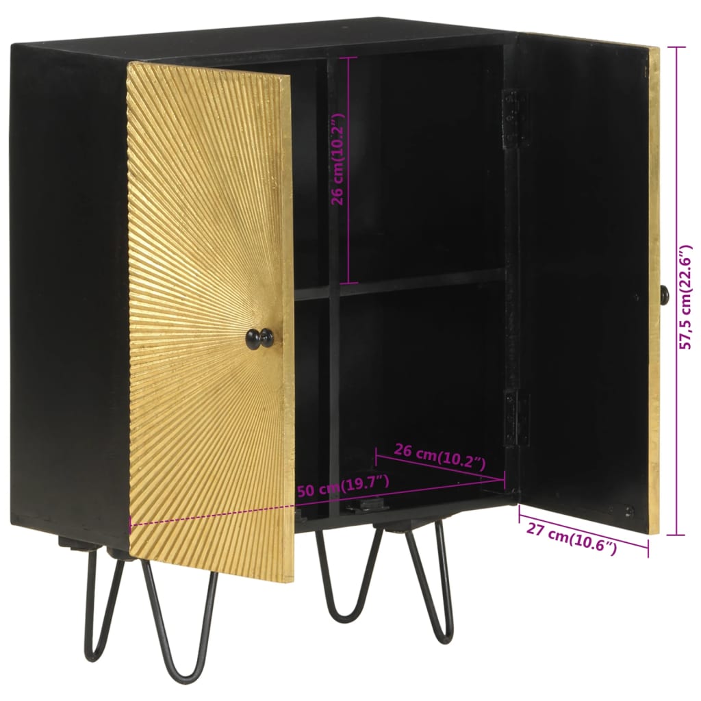 skab 55x30x75 cm massivt mangotræ