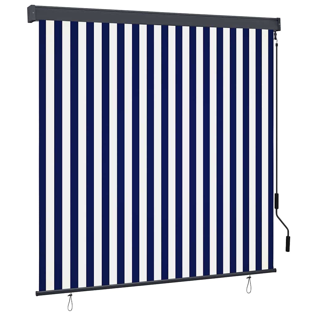 Rullegardin Blå og Hvid 180 x 250 cm Stof og Aluminium