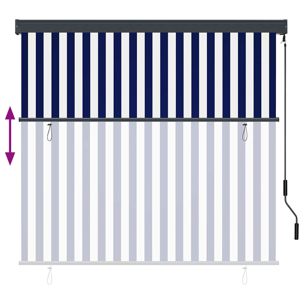 Rullegardin Blå og Hvid 180 x 250 cm Stof og Aluminium