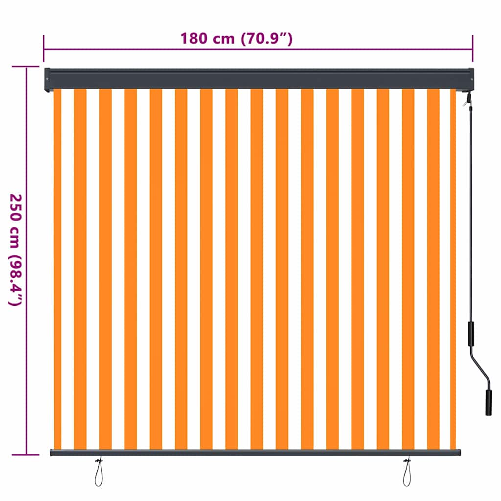 Rullegardin Hvid og Orange 180 x 250 cm Stof og Aluminium