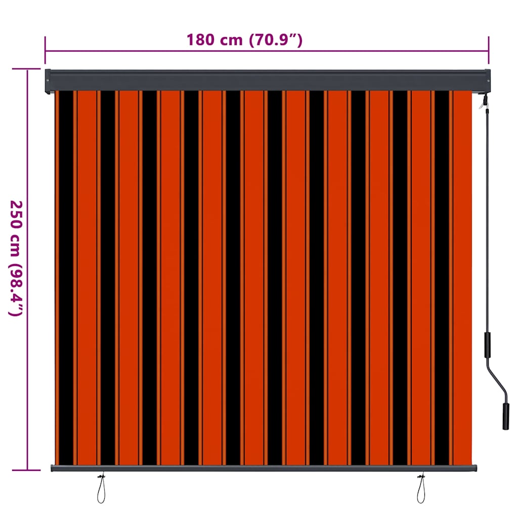 Rullegardin Orange og Brun 180 x 250 cm Stof og Aluminium