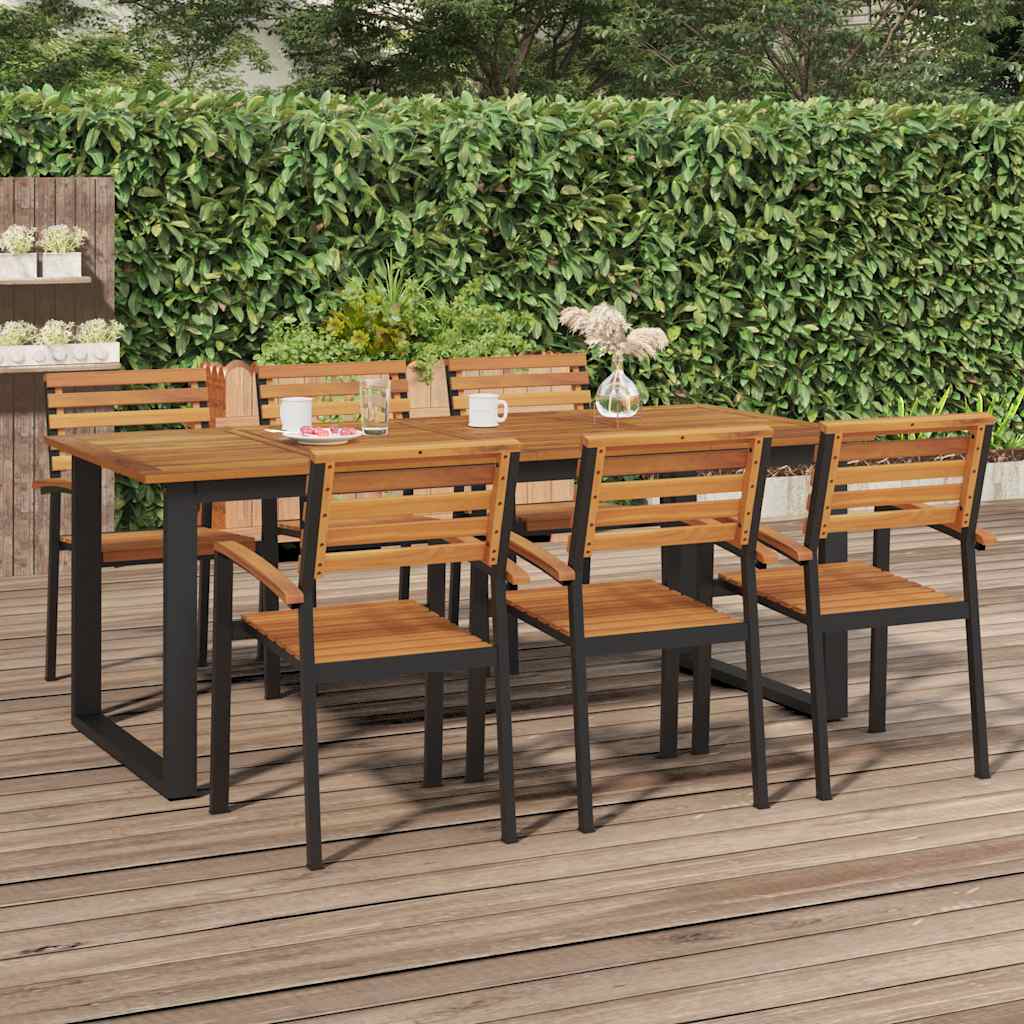havebord med U-formede ben 200x90x75 cm massivt akacietræ billede