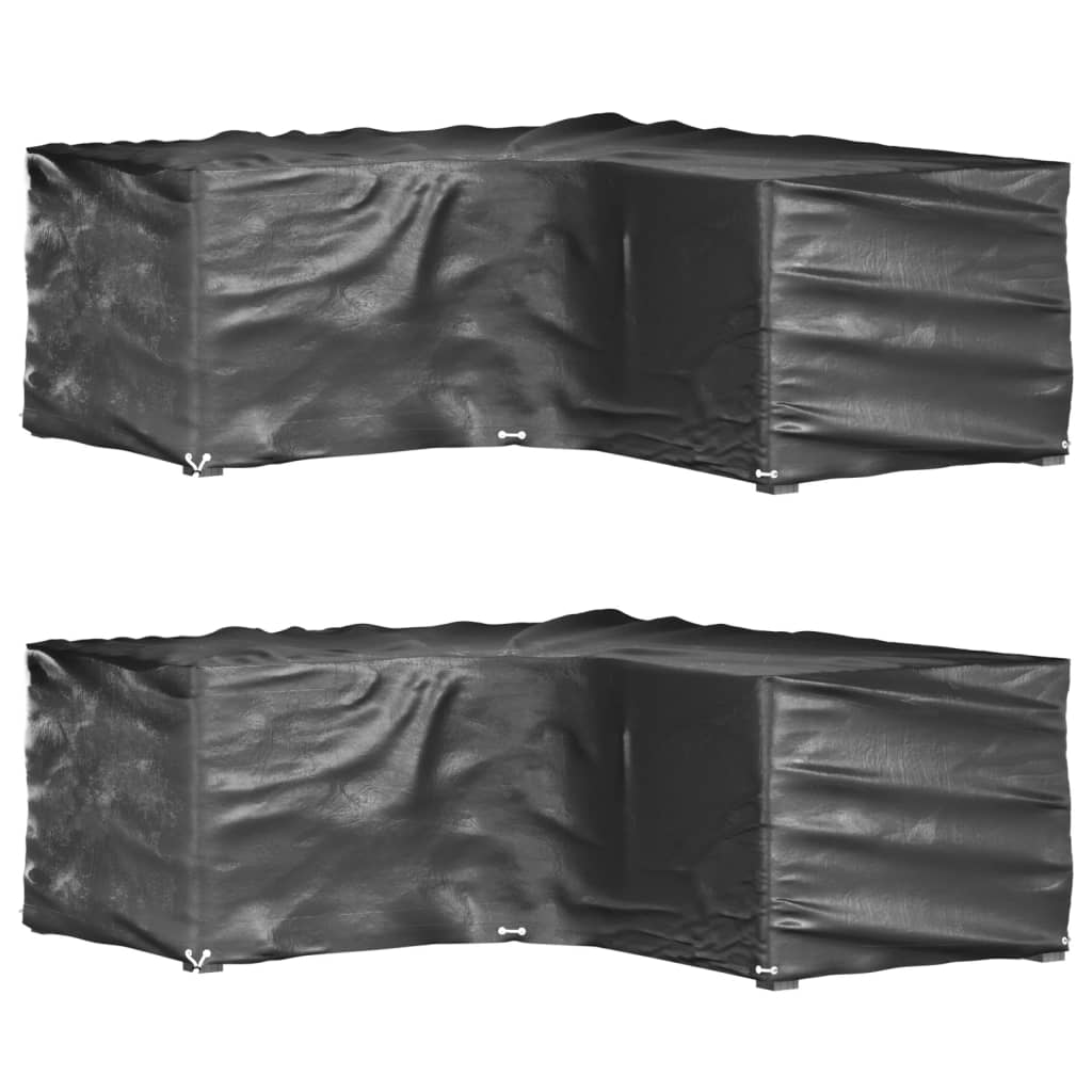 L-formede havemøbelovertræk 2 stk. 185x185x70 cm 12 øjer billede