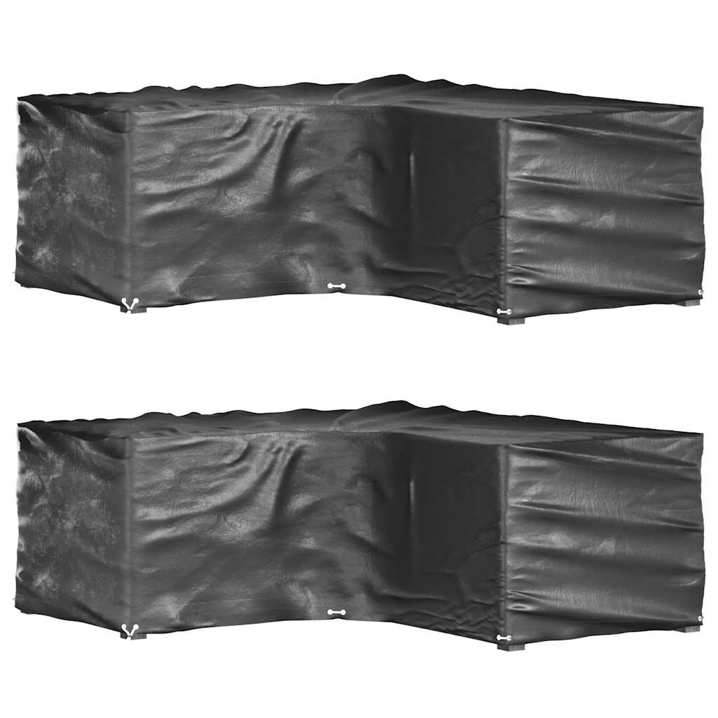 L-formede havemøbelovertræk 2 stk. 215x215x70 cm 16 øjer