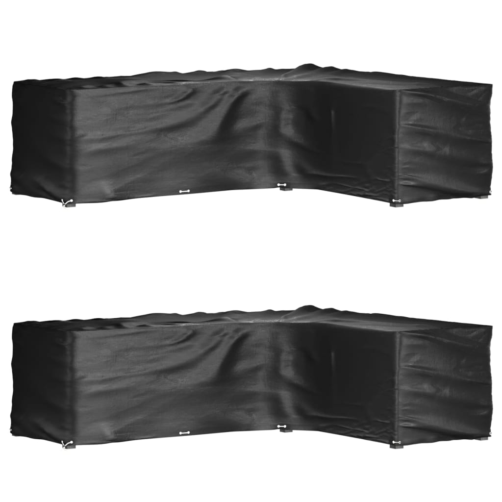 L-formede havemøbelovertræk 2 stk. 260x210x80 cm 16 øjer billede