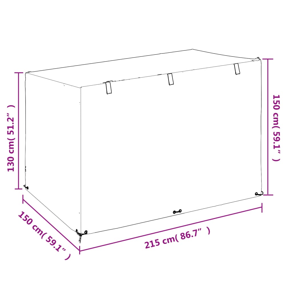 overtræk til gyngebænke 2 stk. 215x150x130/150 cm polyethylen