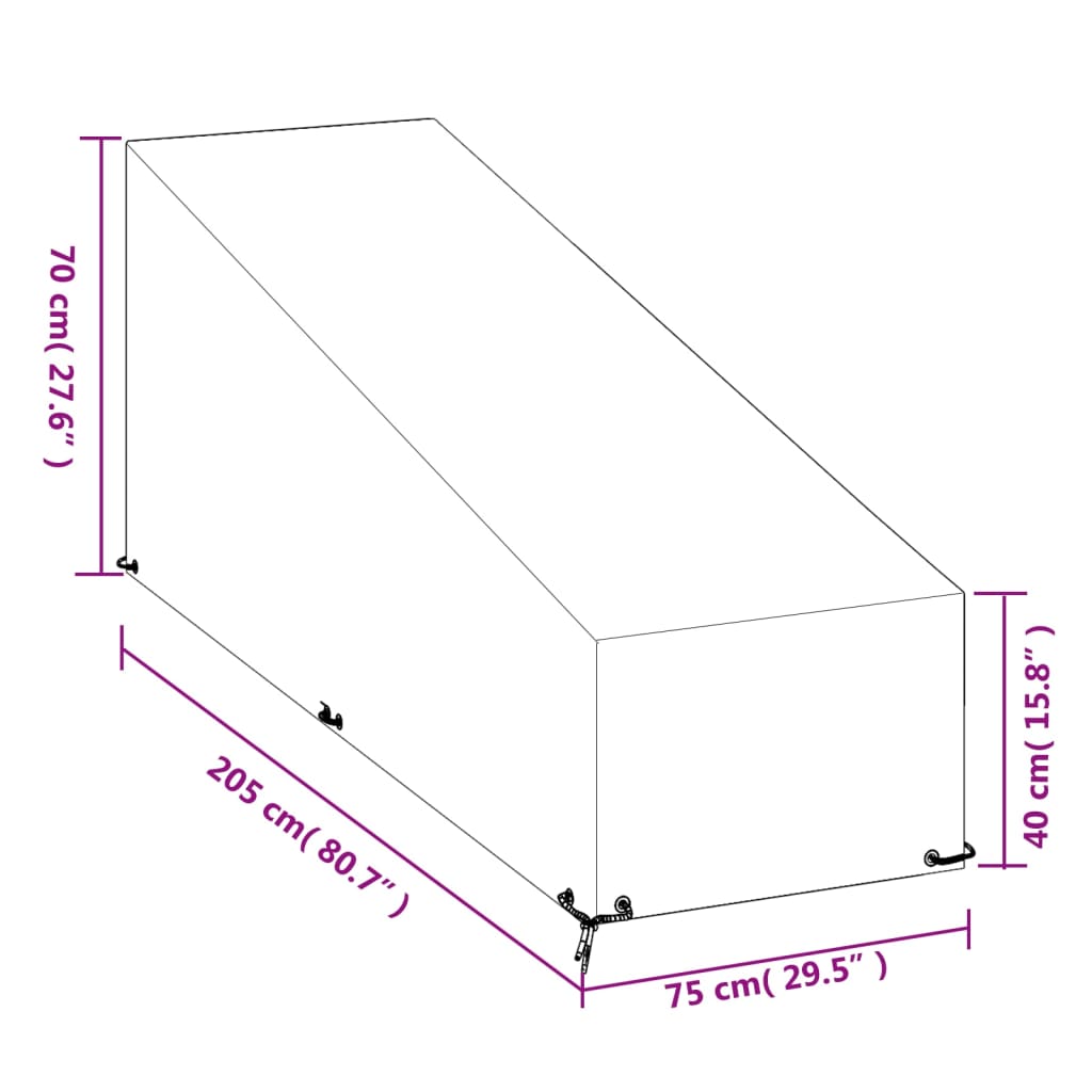 overtræk til liggestole 2 stk. 205x75x40/70 cm polyethylen