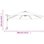 væghængt parasol med LED-lys 290 cm gul