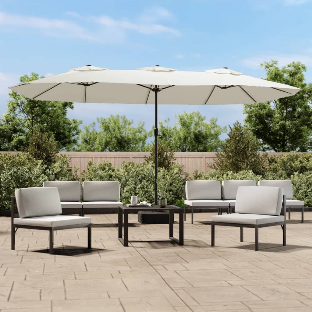 parasol m. dobbelt parasoldug 449x265 cm sandhvid