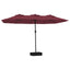 parasol m. dobbelt parasoldug 449x265 cm bordeauxrød