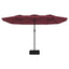 parasol m. dobbelt parasoldug 449x265 cm bordeauxrød