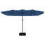 parasol m. dobbelt parasoldug 449x265 cm azurblå