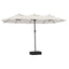 parasol med dobbelt parasoldug og LED-lys 449x265 cm sandhvid