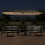 parasol med dobbelt parasoldug og LED-lys 449x265 cm gråbrun