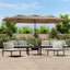 parasol med dobbelt parasoldug og LED-lys 449x265 cm gråbrun