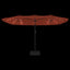 parasol med dobbelt parasoldug og LED-lys 449x265 cm terrakotta