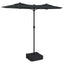 parasol m. dobbelt parasoldug 316x145 cm antracitgrå