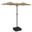 parasol m. dobbelt parasoldug 316x145 cm gråbrun