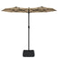 parasol m. dobbelt parasoldug 316x145 cm gråbrun
