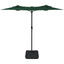 parasol med dobbelt parasoldug og LED-lys 316x145 cm grøn