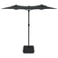 parasol m. dobbelt parasoldug og LED-lys 316x145 cm antracitgrå