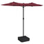 parasol m. dobbelt parasoldug og LED-lys 316x145 cm bordeauxrød
