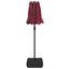 parasol m. dobbelt parasoldug og LED-lys 316x145 cm bordeauxrød