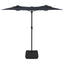 parasol med dobbelt parasoldug og LED-lys 316x145 cm sort