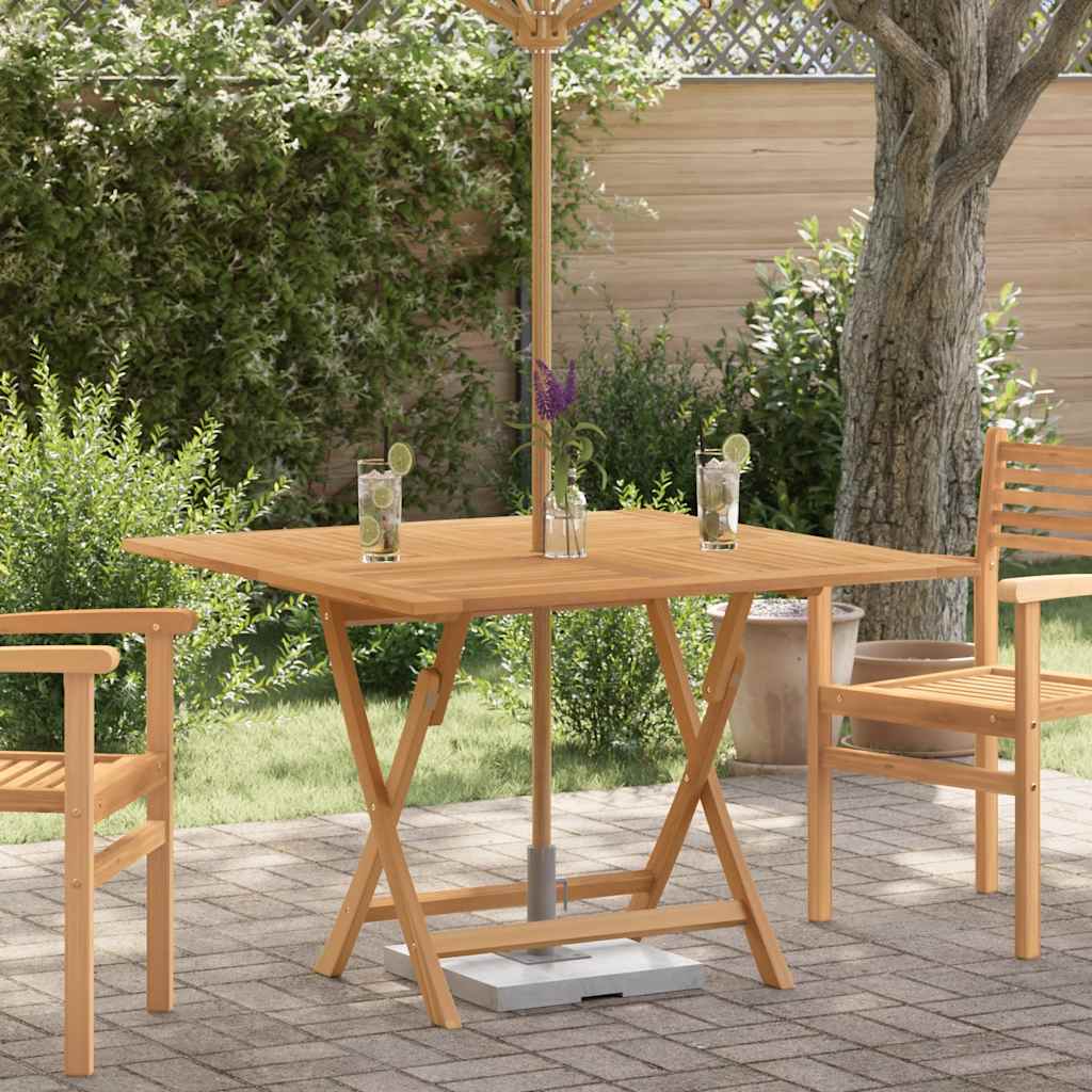 foldbart havebord 110x110x75 cm massivt teaktræ billede