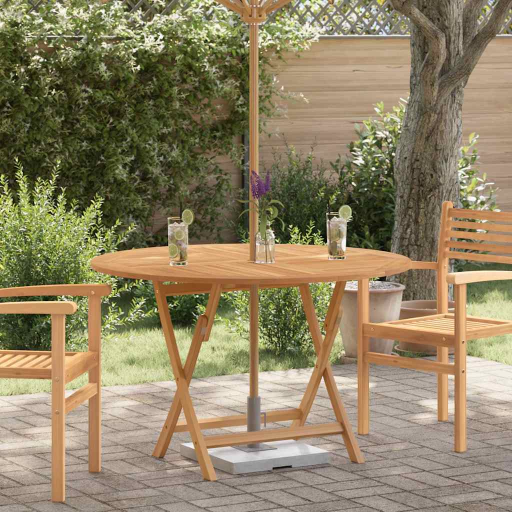 foldbart havebord Ø 110x75 cm massivt teaktræ billede