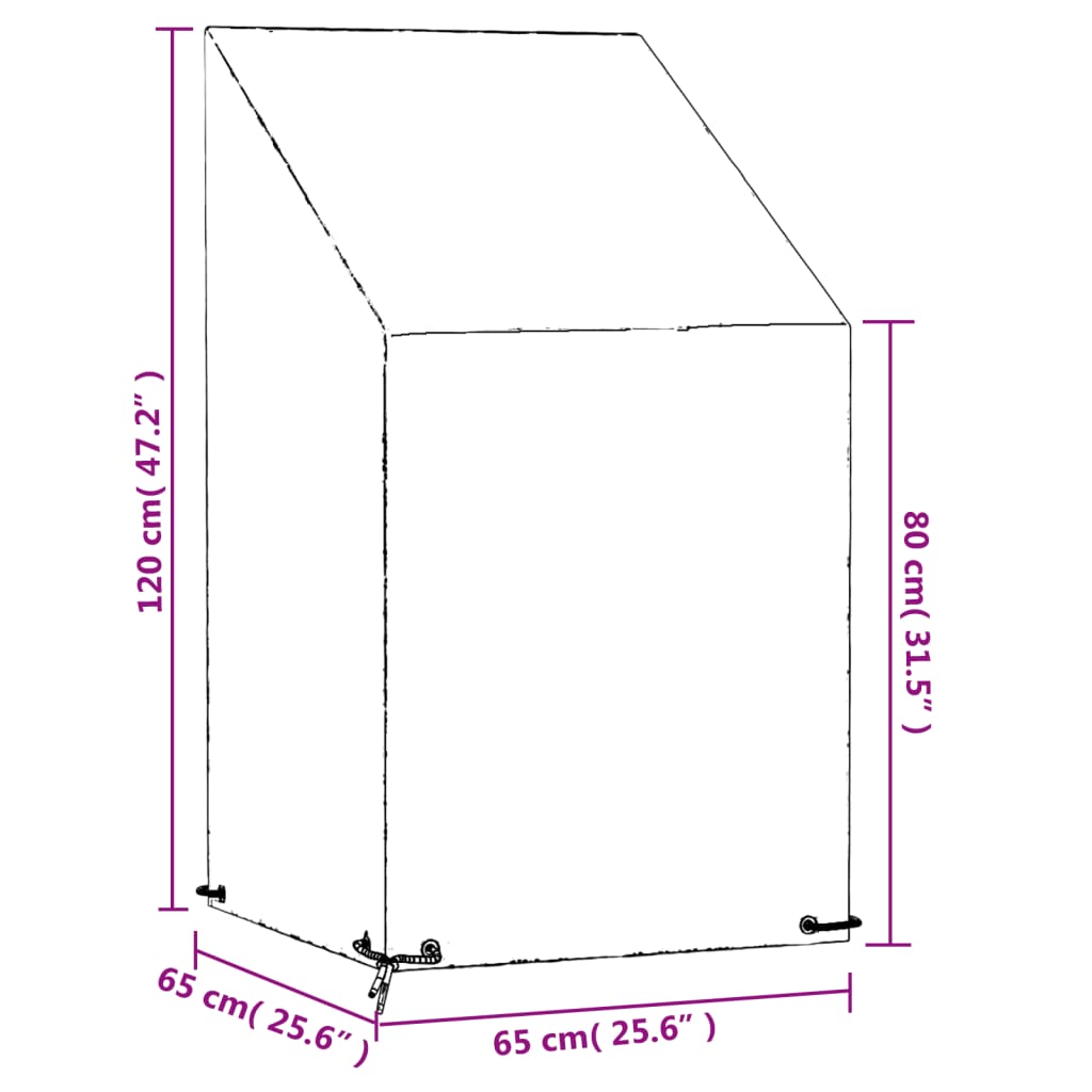 overtræk til havestole 65x65x80/120 cm 8 øjer polyethylen
