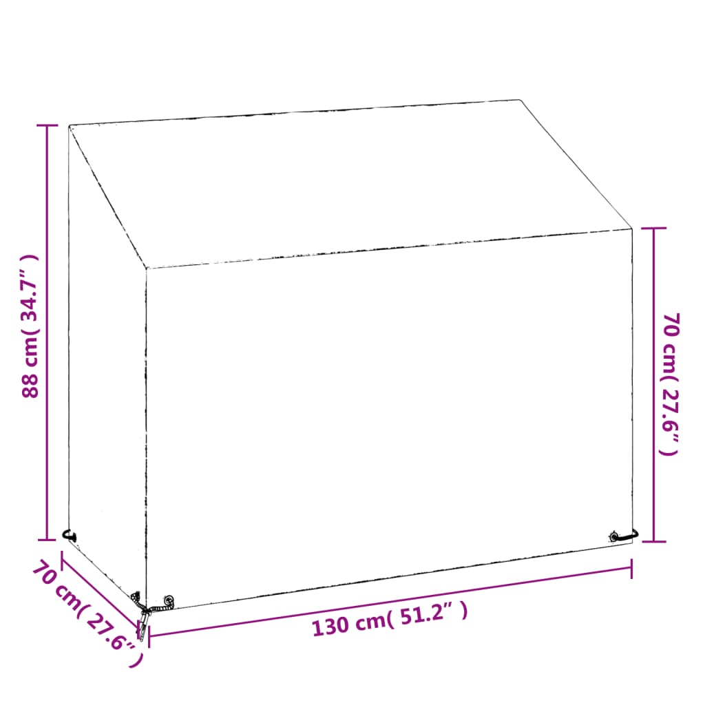 overtræk til havebænk 130x70x70/88 cm 8 øjer polyethylen