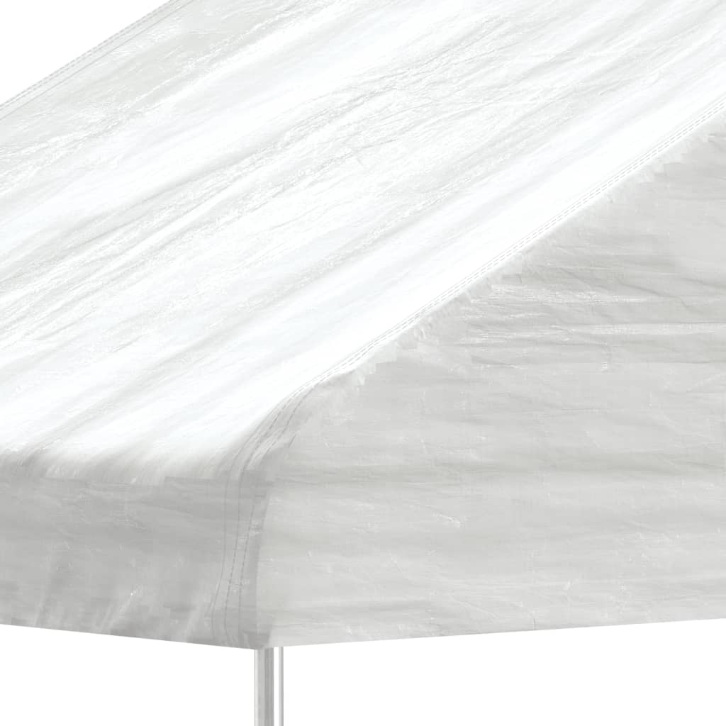 pavillon med tag 4,46x2,28x2,69 m polyethylen hvid