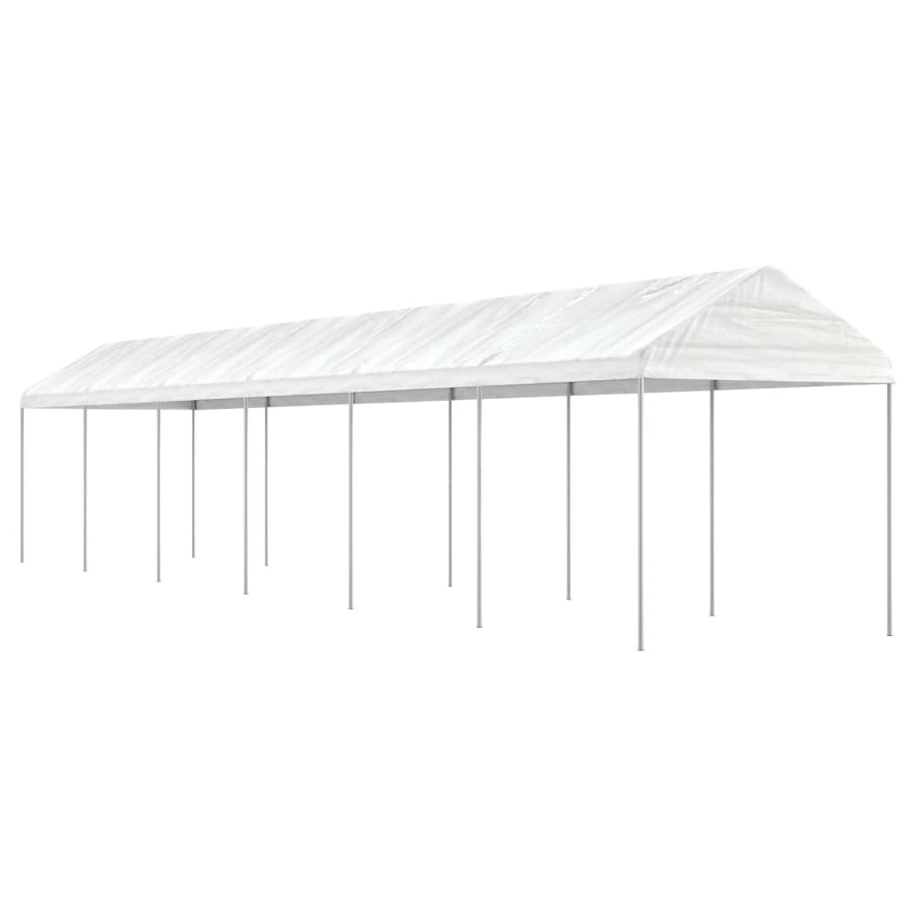 pavillon med tag 13,38x2,28x2,69 m polyethylen hvid