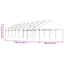 pavillon med tag 17,84x5,88x3,75 m polyethylen hvid