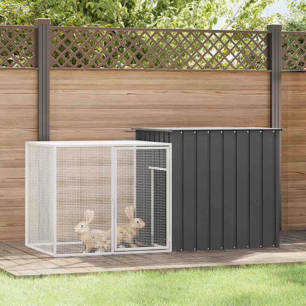 kaninbur 200x91x100 cm galvaniseret stål antracitgrå billede