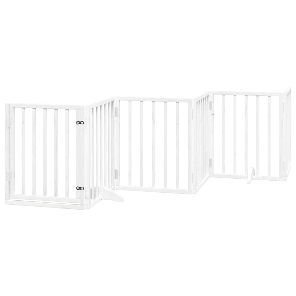 hundelåge med dør 12 paneler 600 cm foldbar poppeltræ hvid