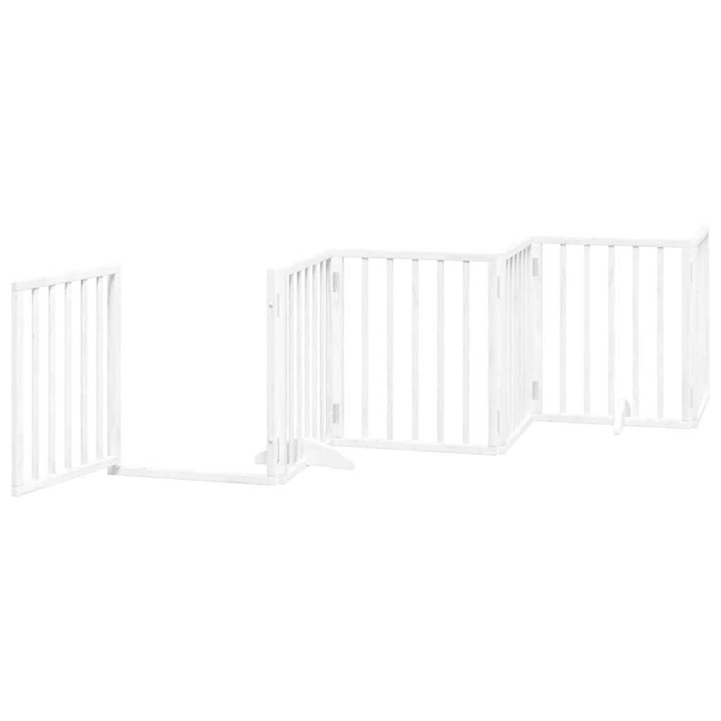 hundelåge med dør 12 paneler 600 cm foldbar poppeltræ hvid