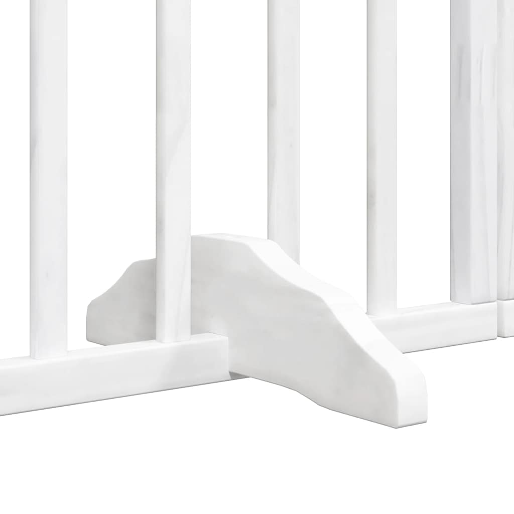 hundelåge med dør 15 paneler 750 cm foldbar poppeltræ hvid