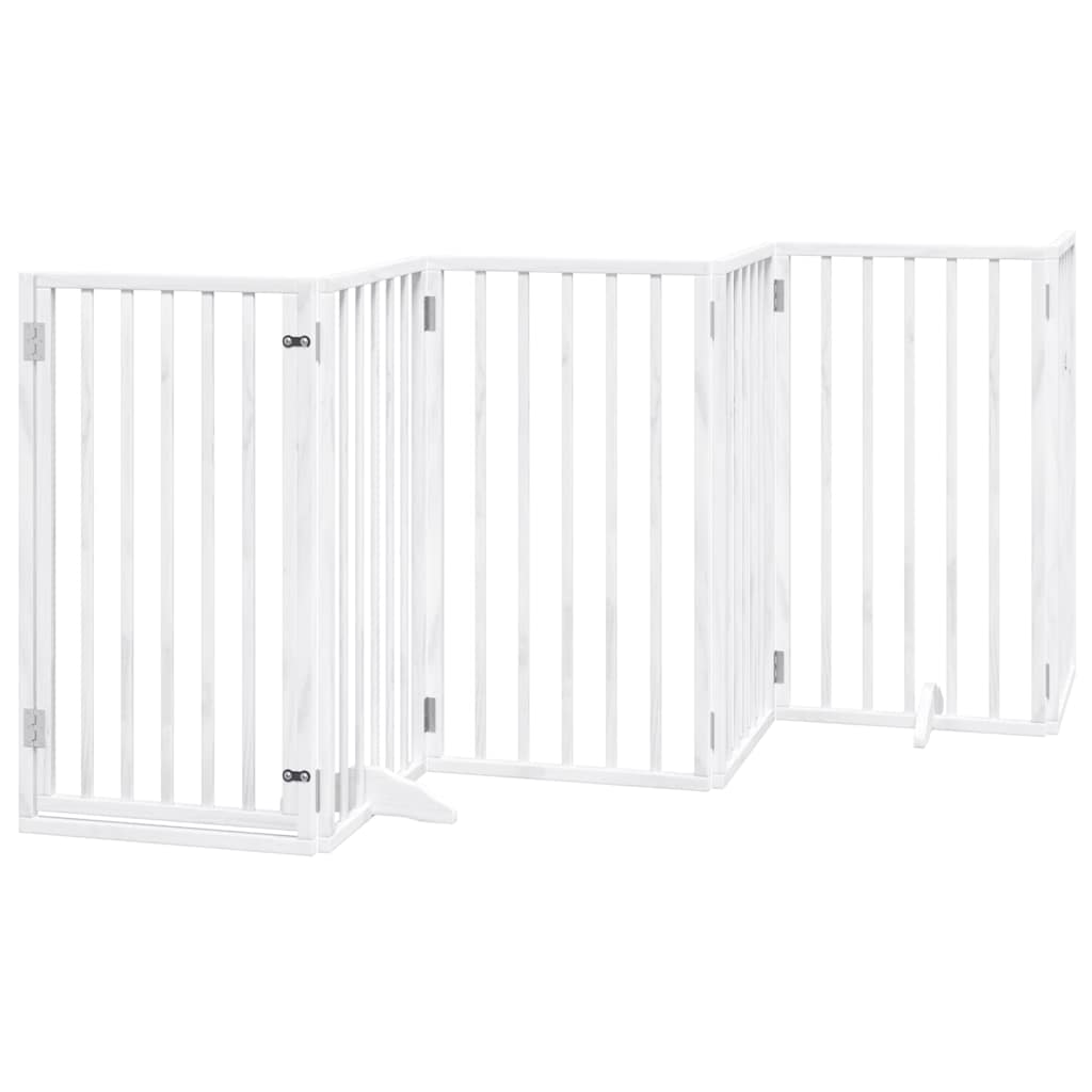 hundelåge med dør 15 paneler 750 cm foldbar poppeltræ hvid