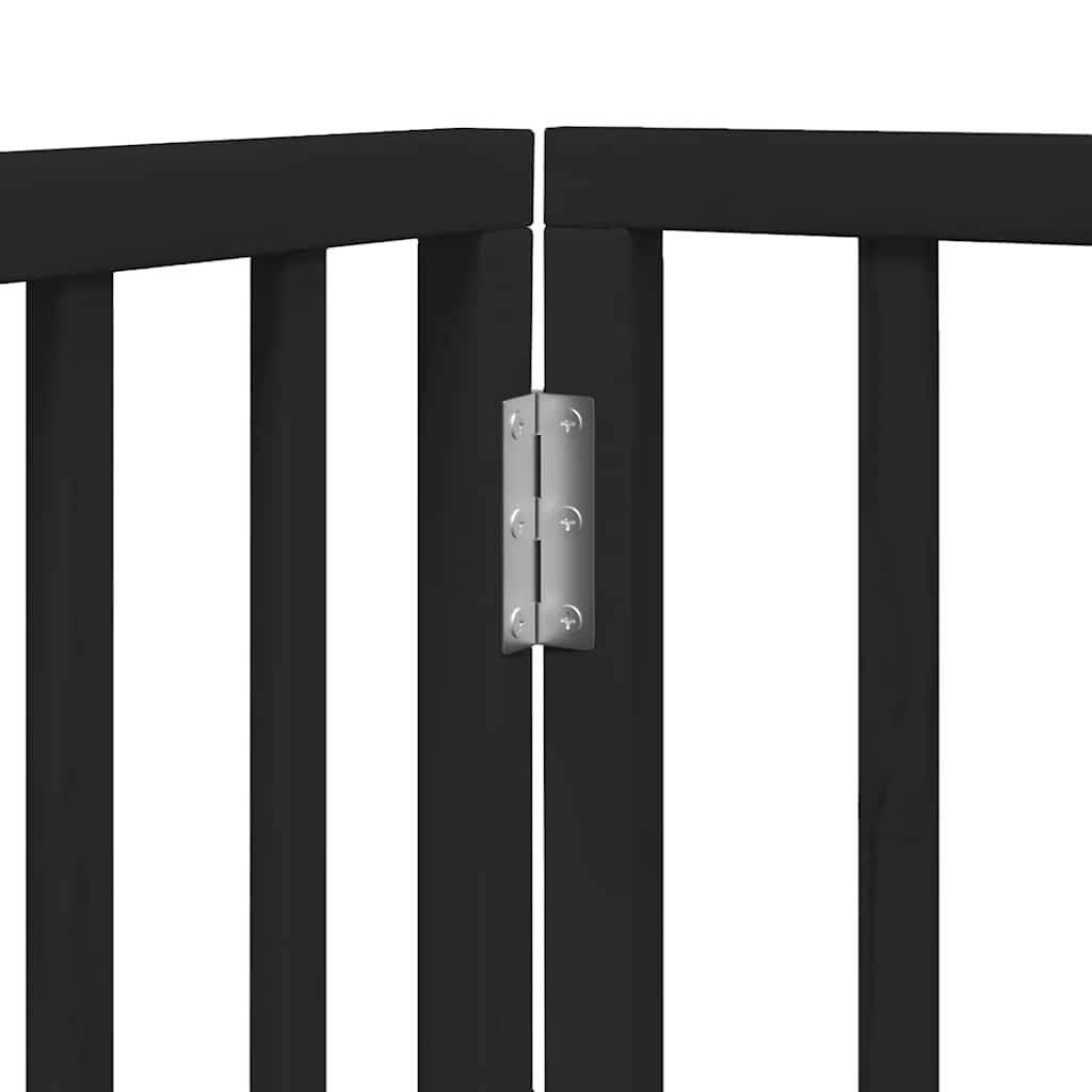 hundelåge med dør 12 paneler 600 cm foldbar poppeltræ sort
