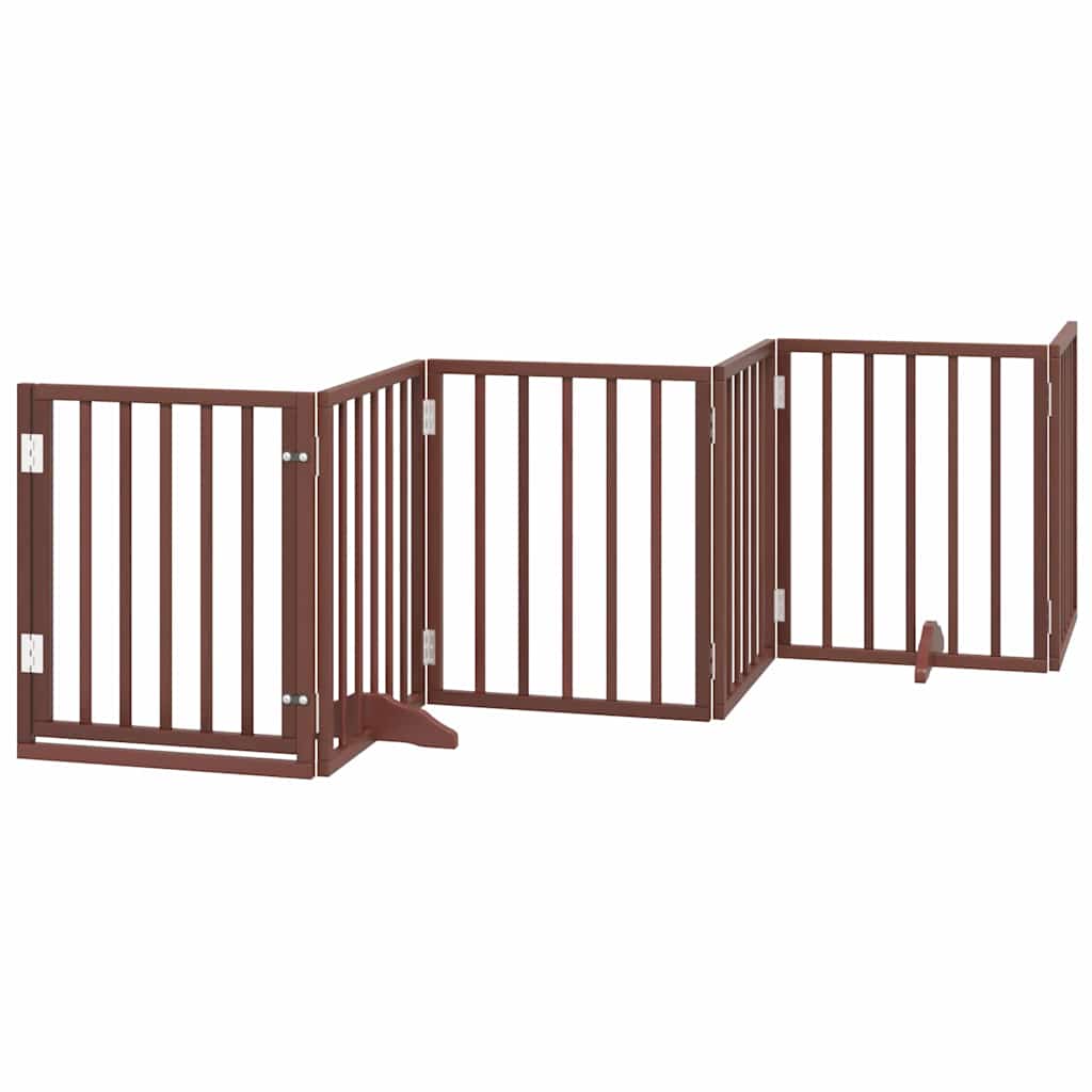 hundelåge med dør 12 paneler 600 cm foldbar poppeltræ brun