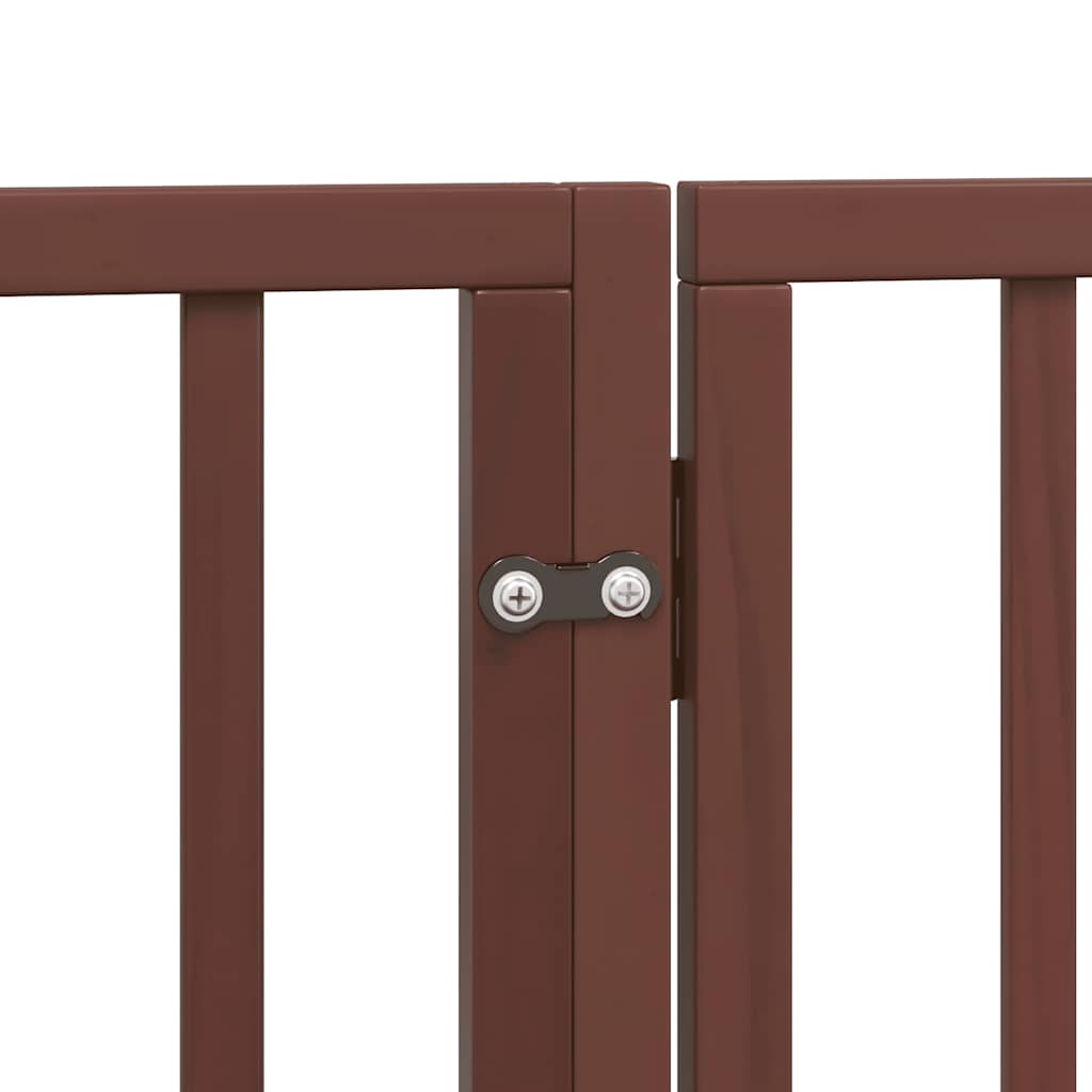 hundelåge med dør 15 paneler 750 cm foldbar poppeltræ brun