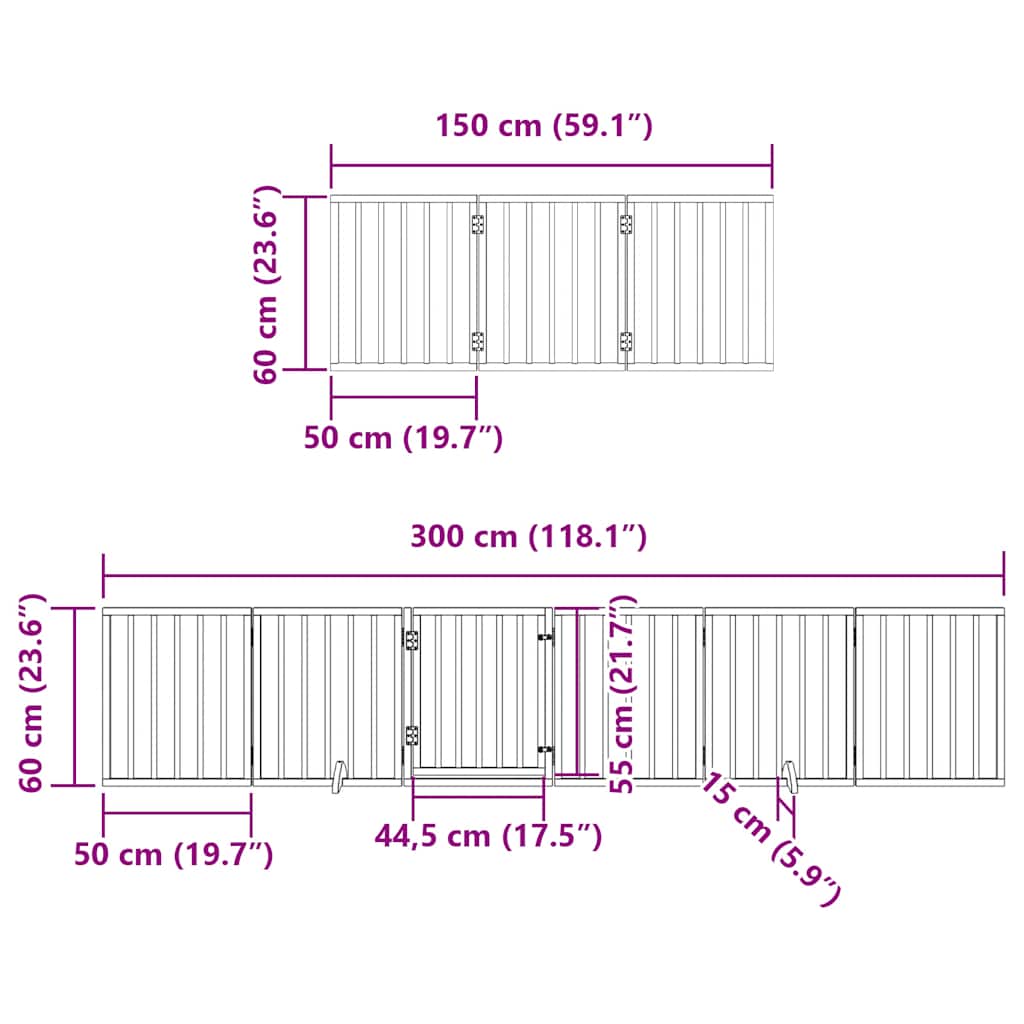 hundelåge med dør 15 paneler 750 cm foldbar poppeltræ brun