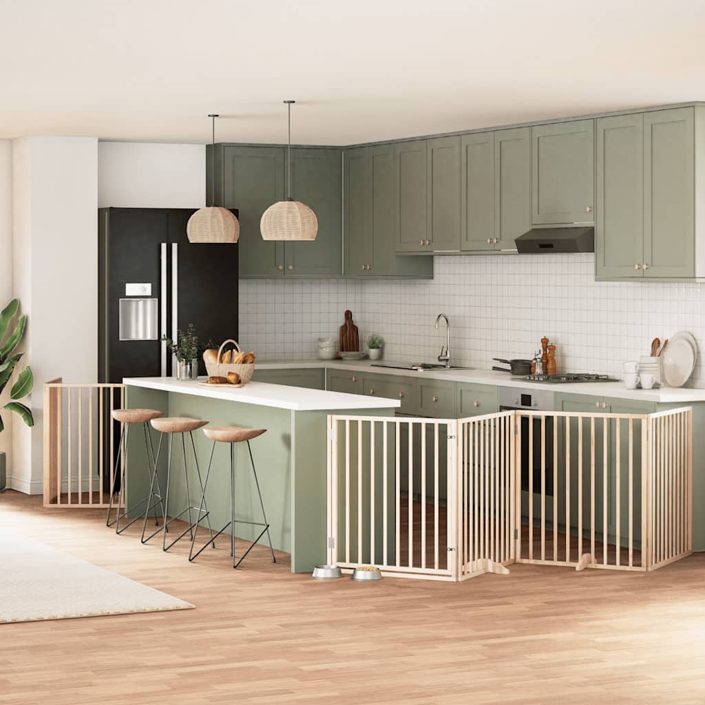 hundelåge med dør 6 paneler 480 cm foldbar poppeltræ
