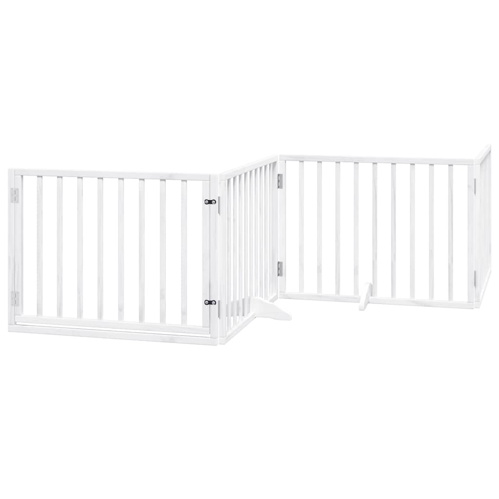 hundelåge med dør 8 paneler 640 cm foldbar poppeltræ hvid
