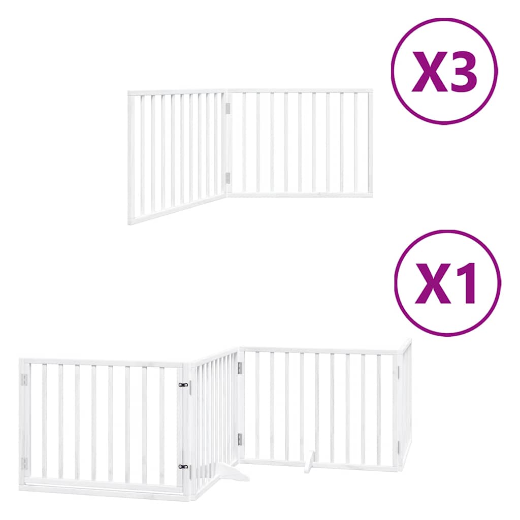 hundelåge med dør 10 paneler 800 cm foldbar poppeltræ hvid