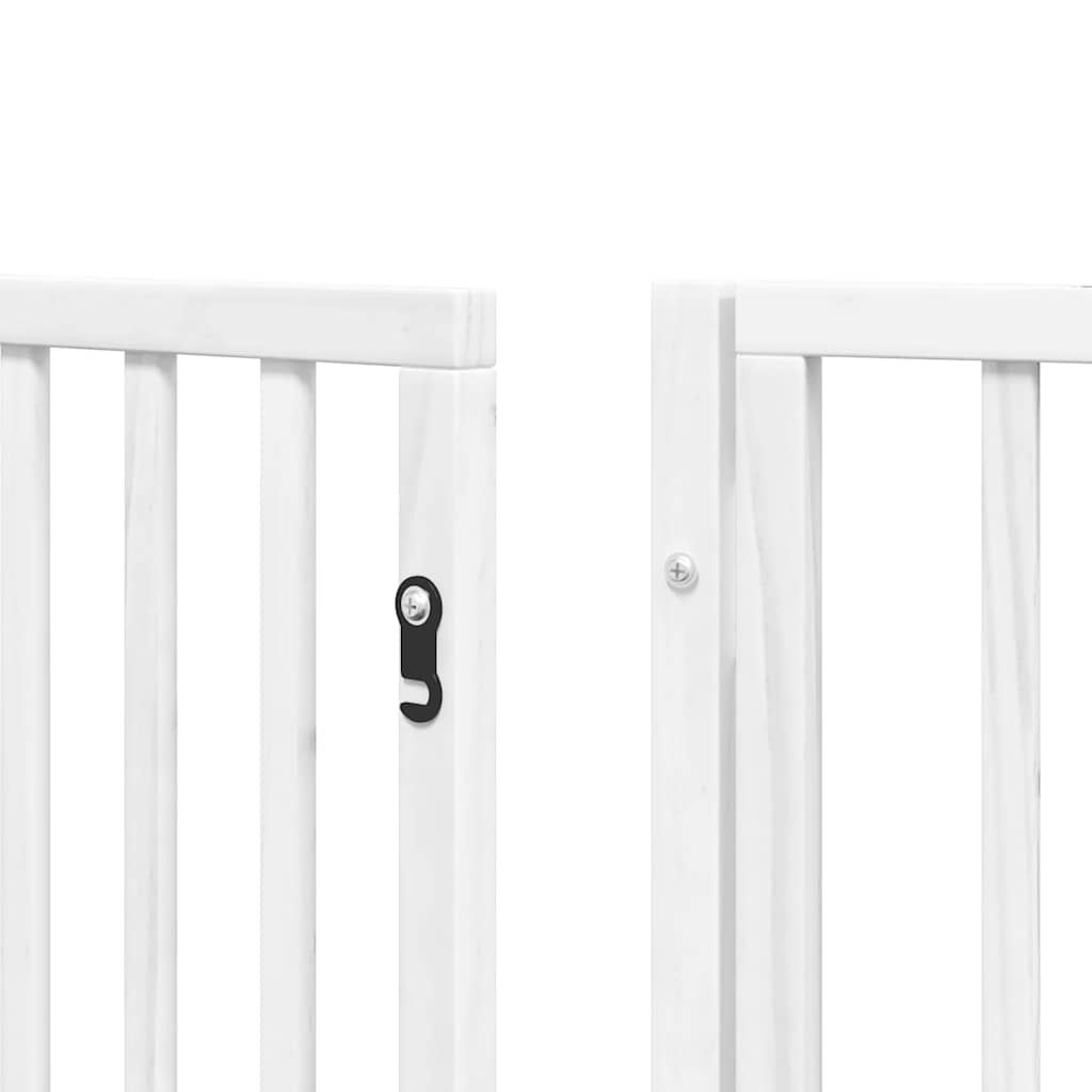 hundelåge med dør 12 paneler 960 cm foldbar poppeltræ hvid