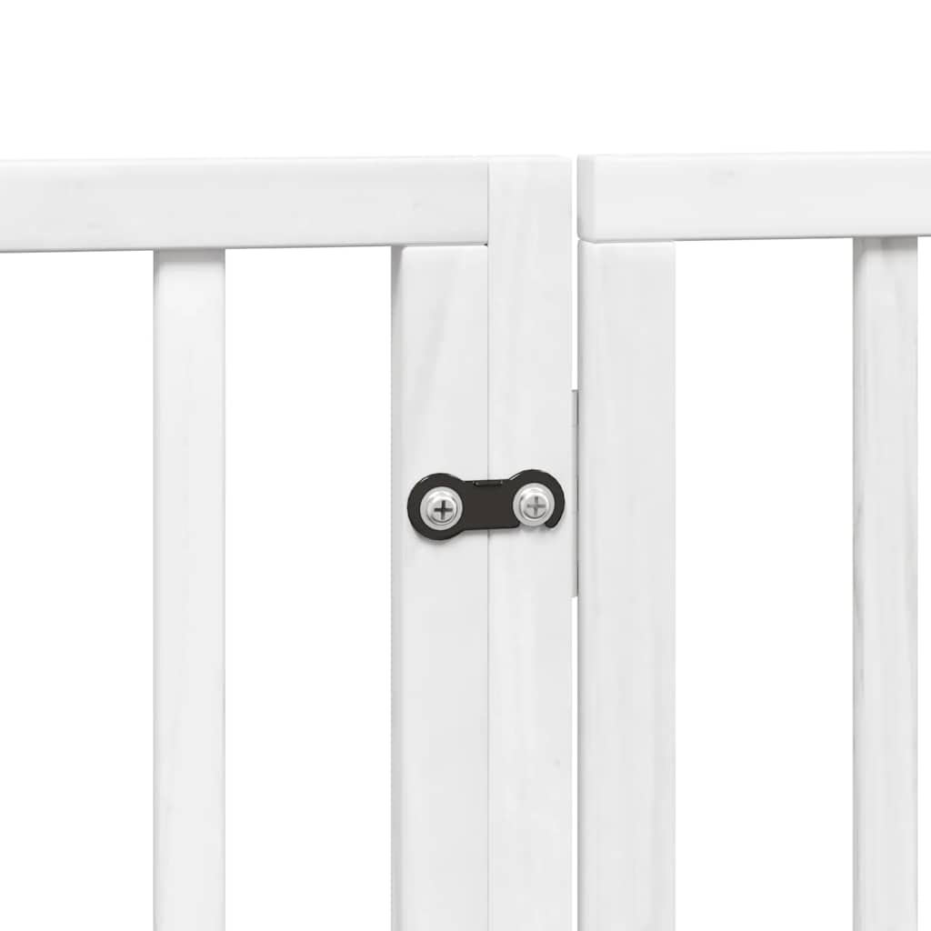 hundelåge med dør 8 paneler 640 cm foldbar poppeltræ hvid